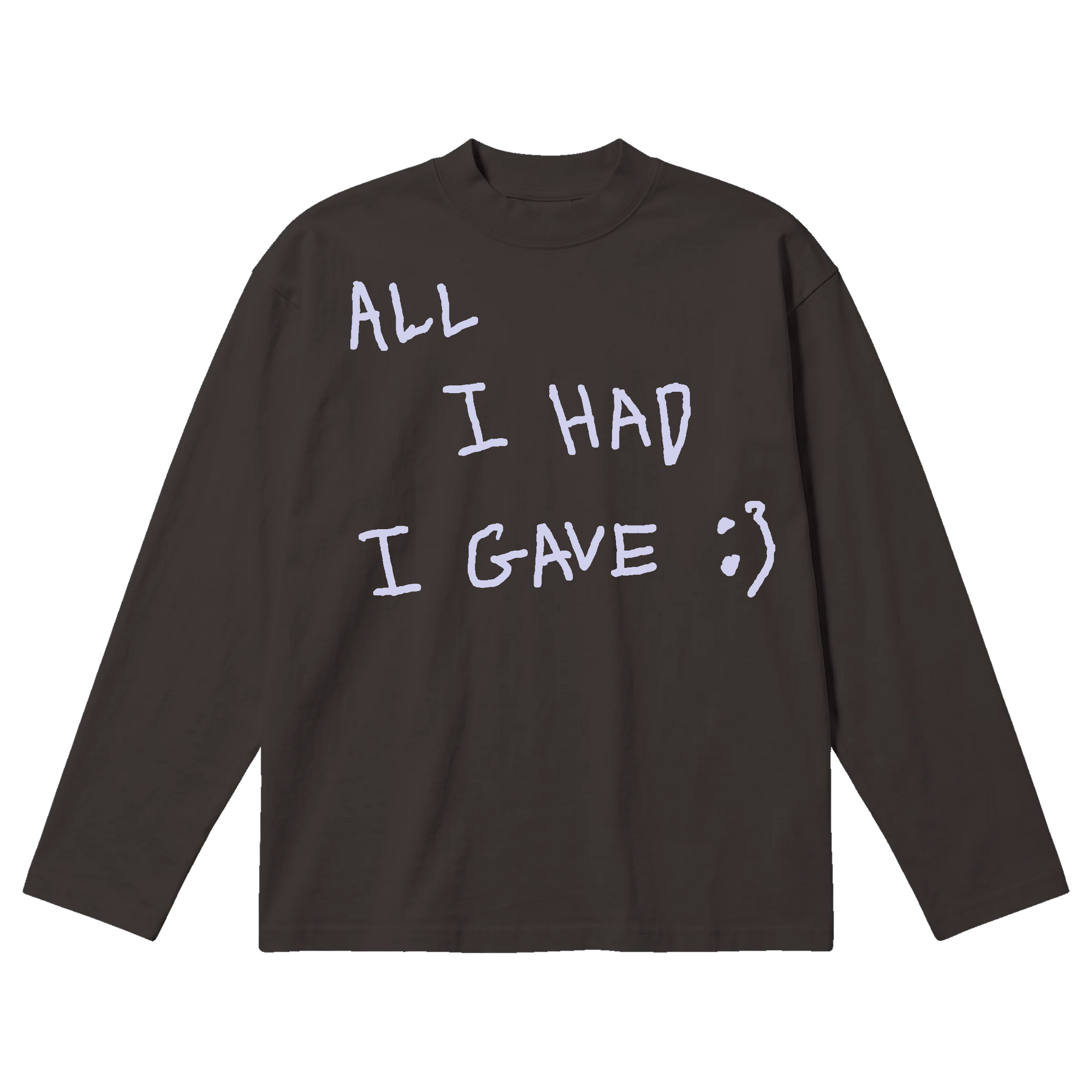 Be Happy Baggy L/S Tee - Off Black - Front