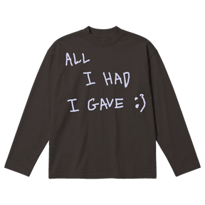 Be Happy Baggy L/S Tee - Off Black - Front