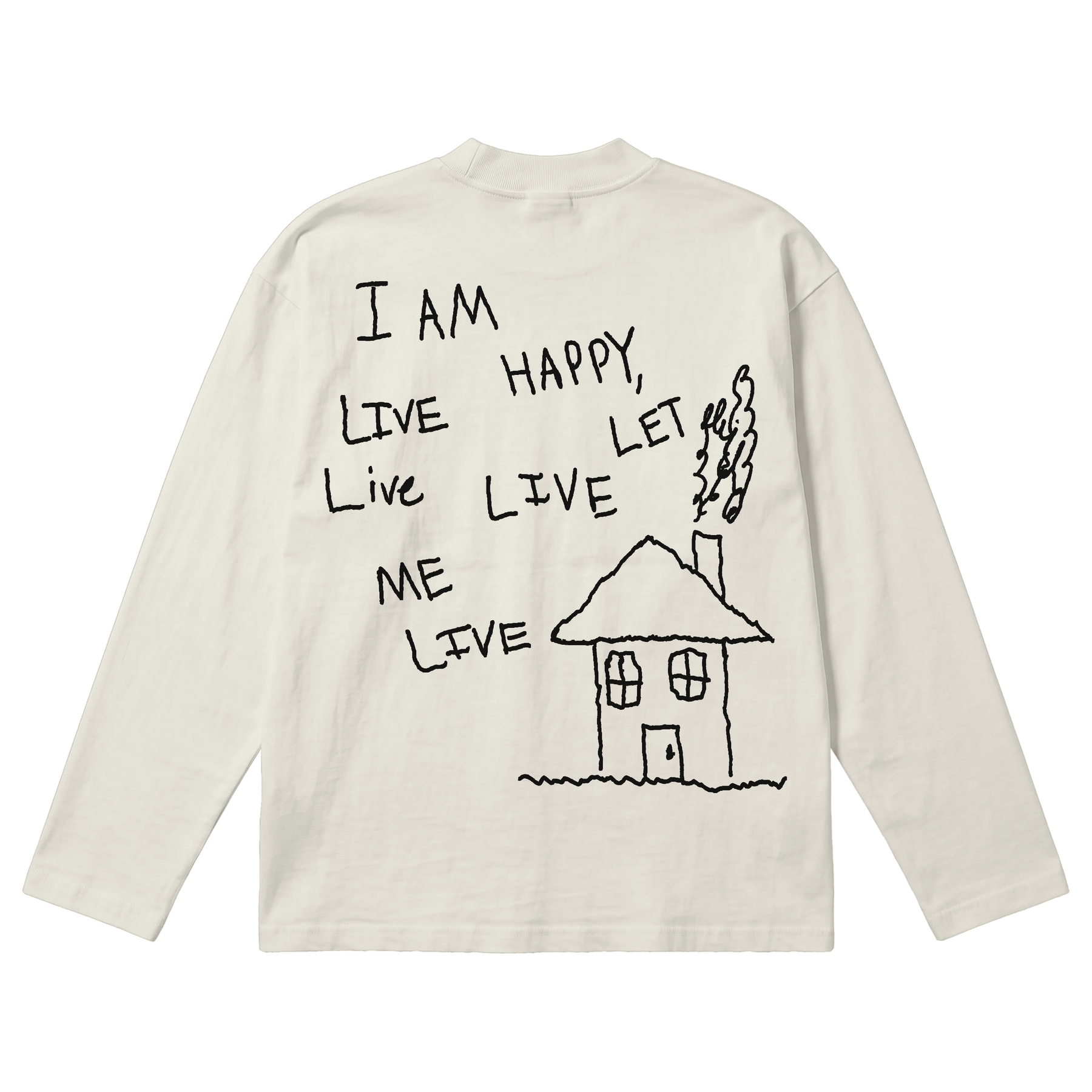 Be Happy Baggy L/S Tee - Off White - Back