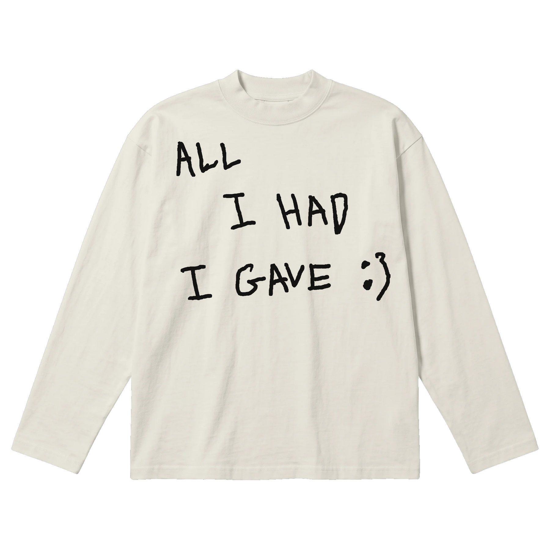 Be Happy Baggy L/S Tee - Off White - Front