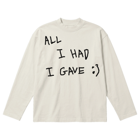 Be Happy Baggy L/S Tee - Off White - Front