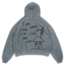 Be Happy Hoodie - Sage - Back