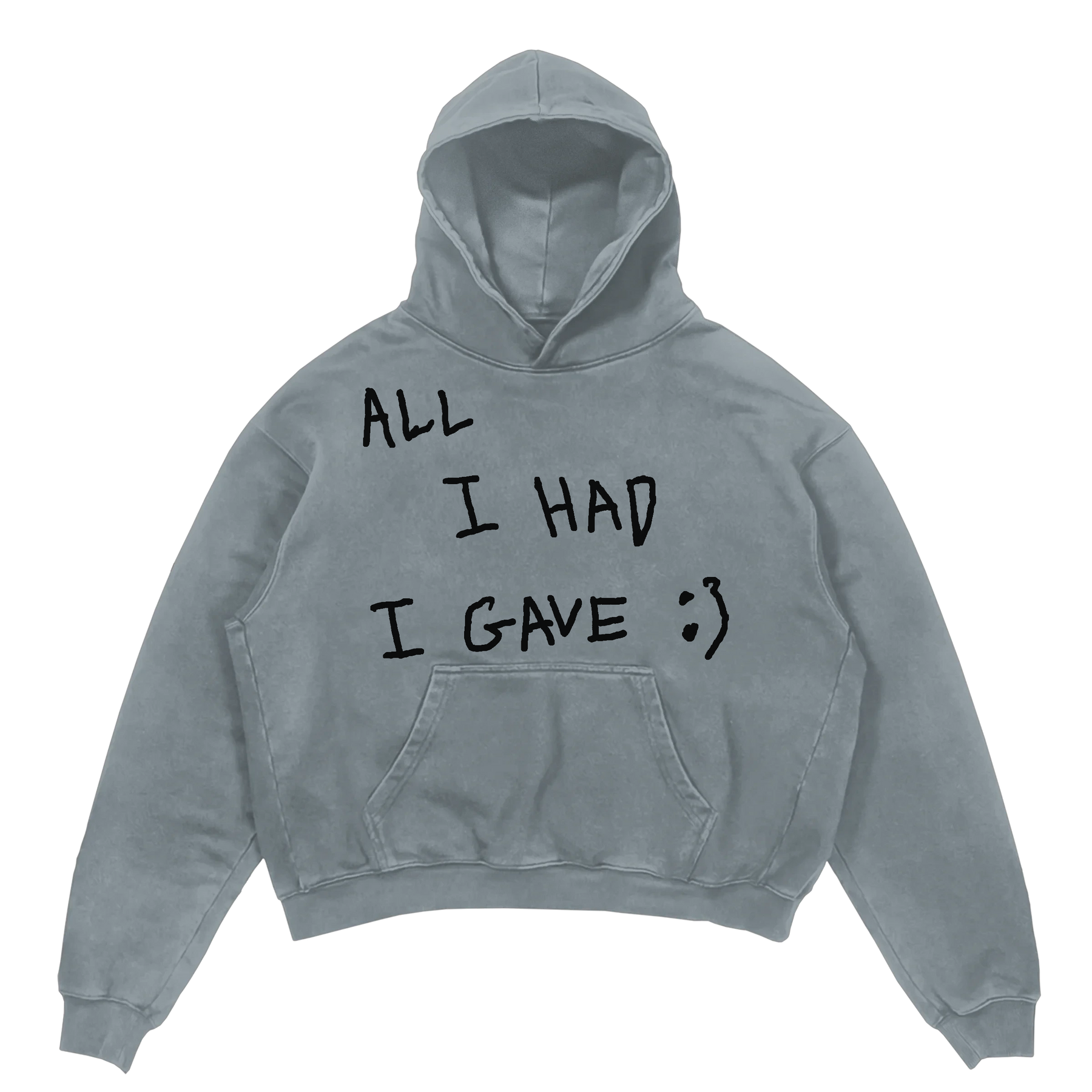 Be Happy Hoodie - Sage - Front