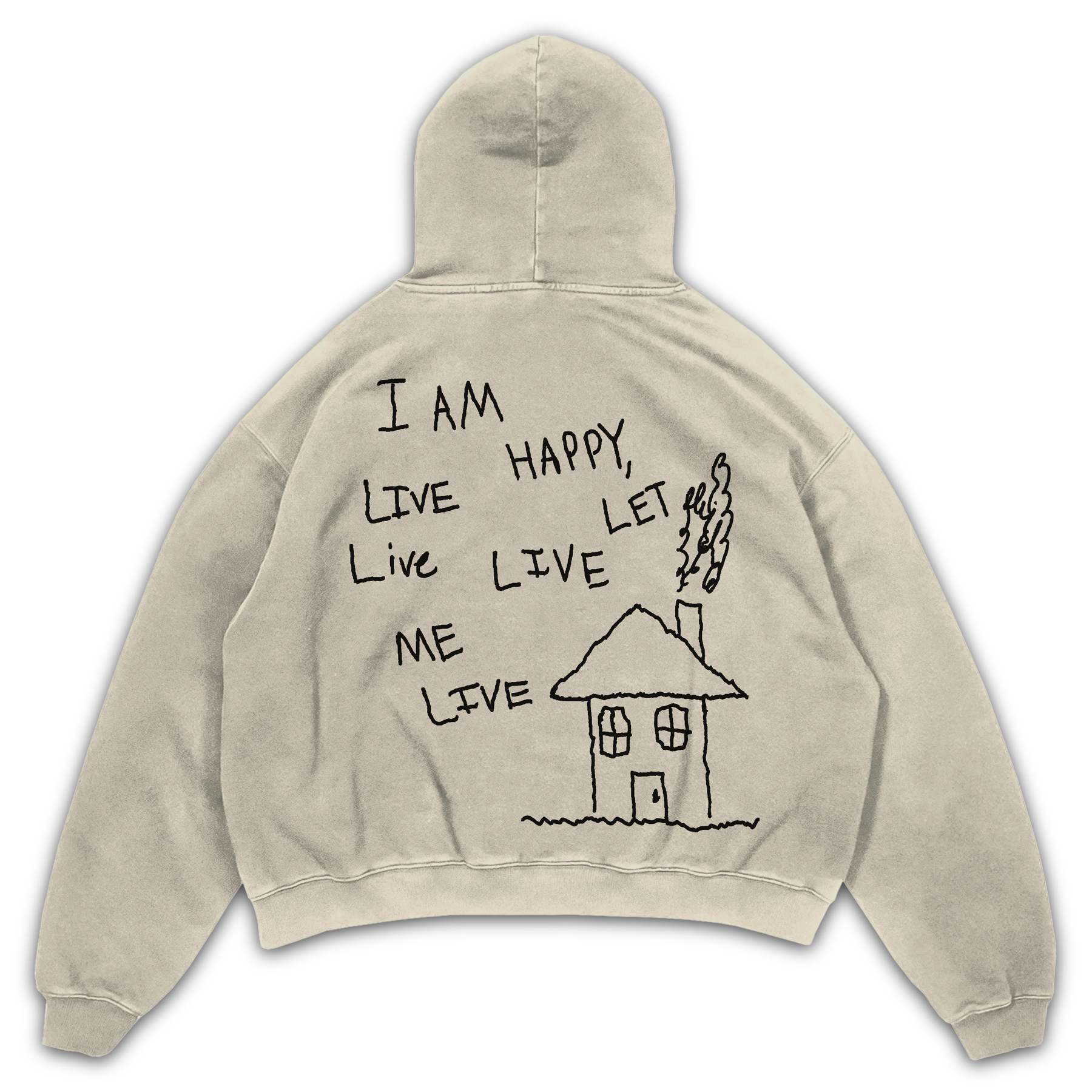 Be Happy Hoodie - Sand - Back