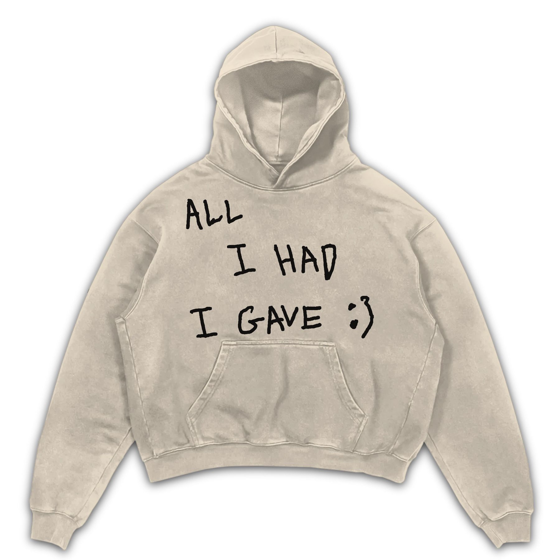 Be Happy Hoodie - Sand - Front