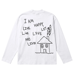 Be Happy Baggy L/S Tee - White - Back