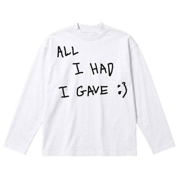 Be Happy Baggy L/S Tee - White - Front