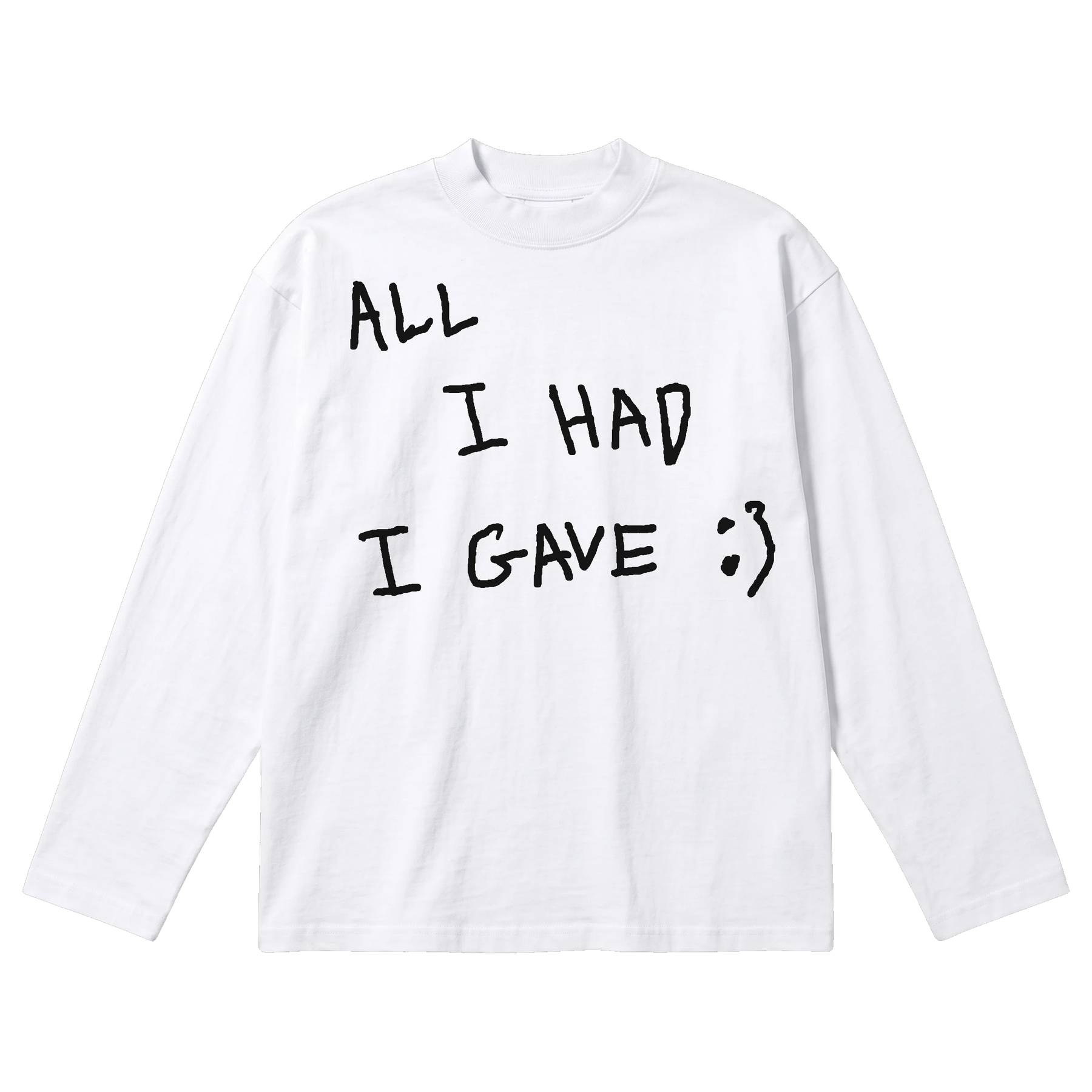 Be Happy Baggy L/S Tee - White - Front