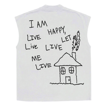 Be Happy Sleeveless Tee - White - Back