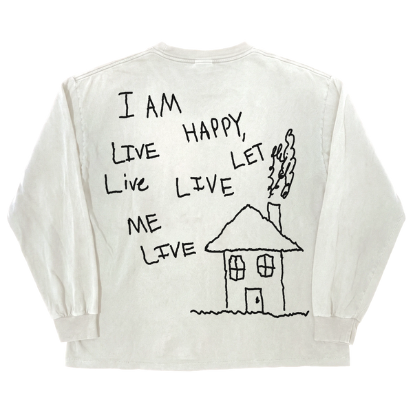 Be Happy L/S Tee - White - Back