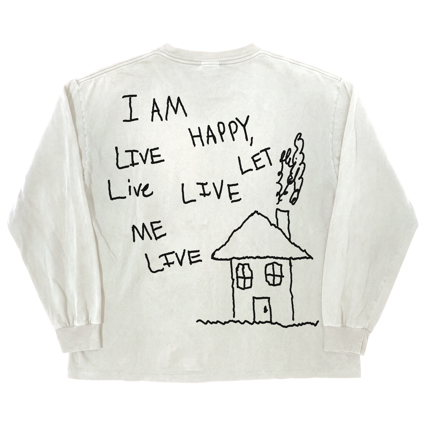 Be Happy L/S Tee - White - Back