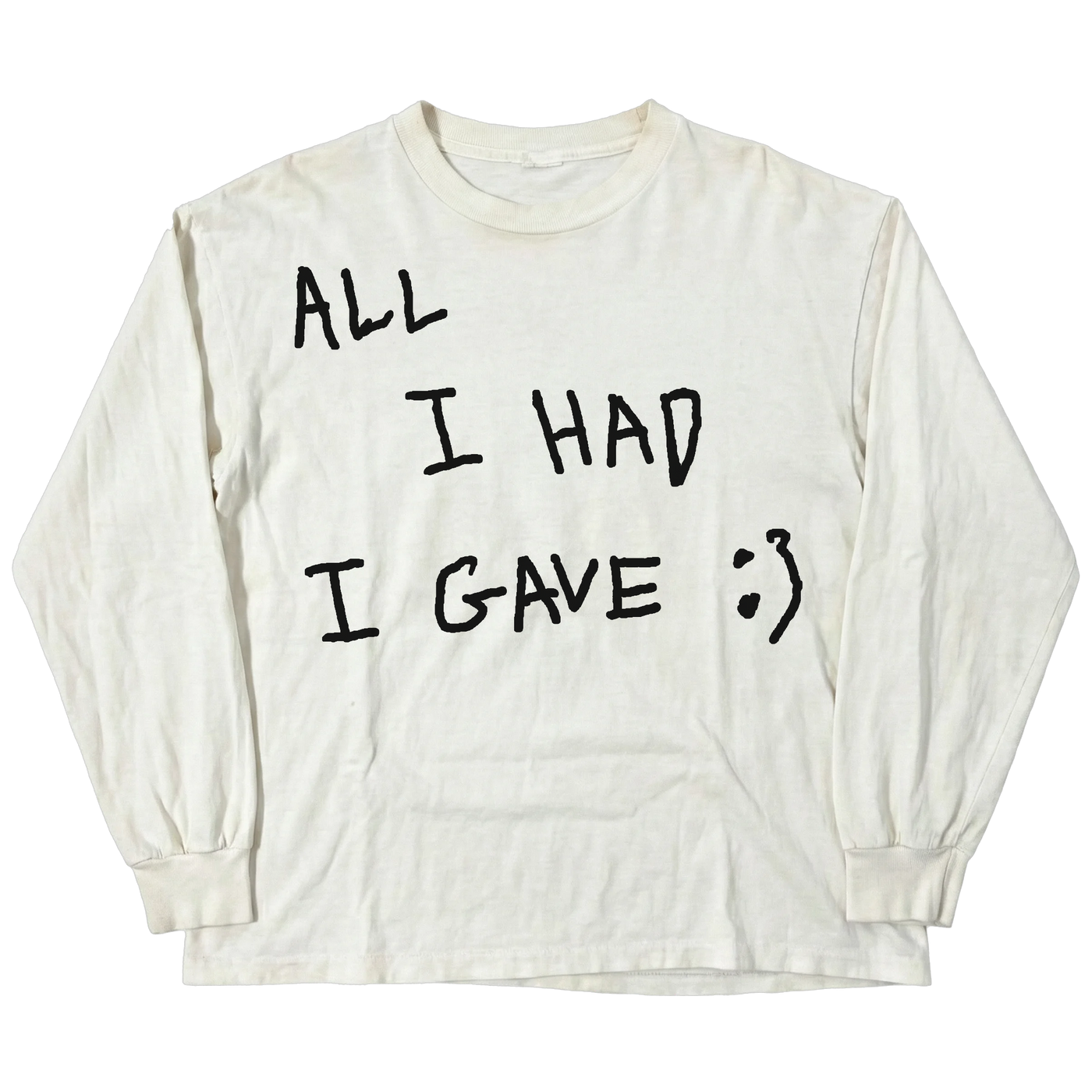 Be Happy L/S Tee - White - Front