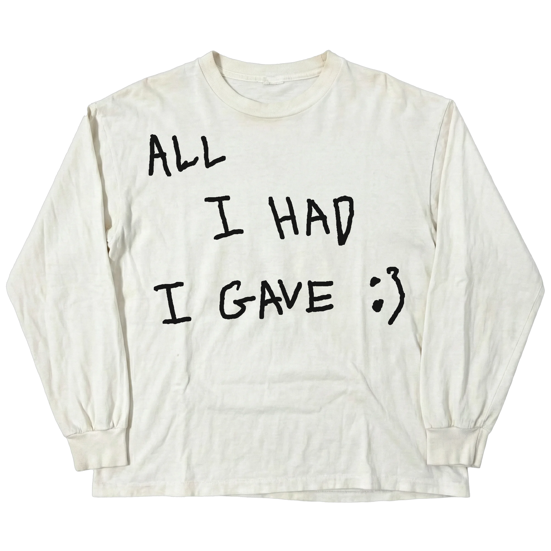 Be Happy L/S Tee - White - Front