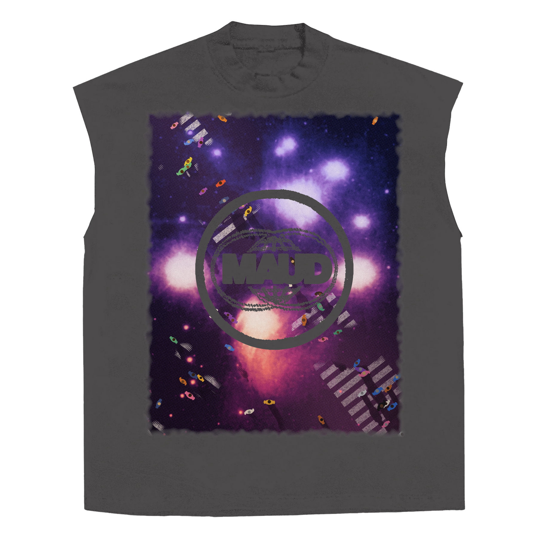 Night Shift Sleeveless Tee - Grey - Front