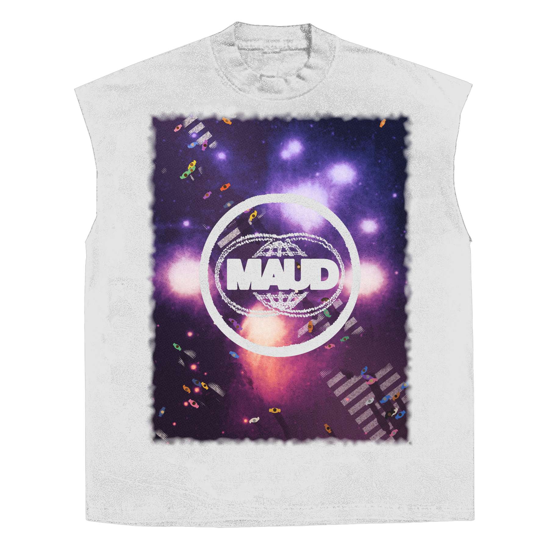 Night Shift Sleeveless Tee - White - Front