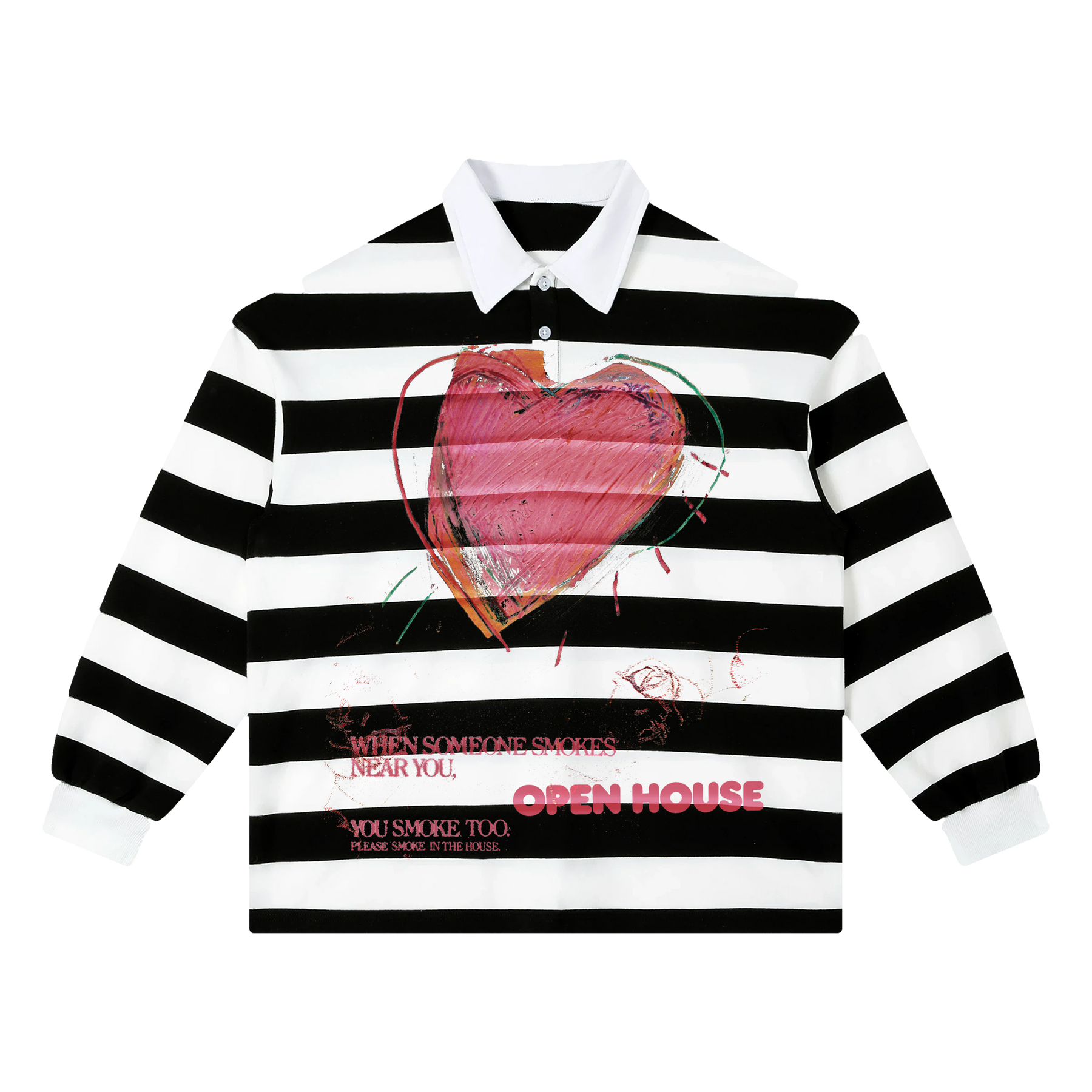Open House Stripe Polo - Black - Front