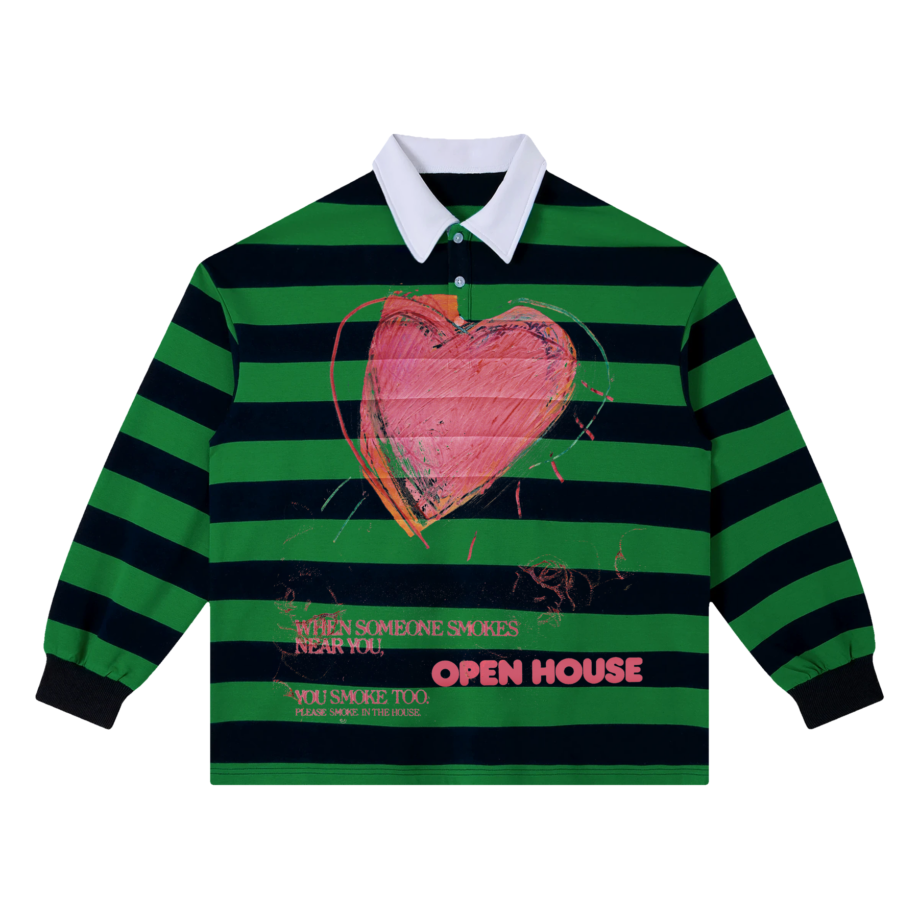 Open House Stripe Polo - Green - Front