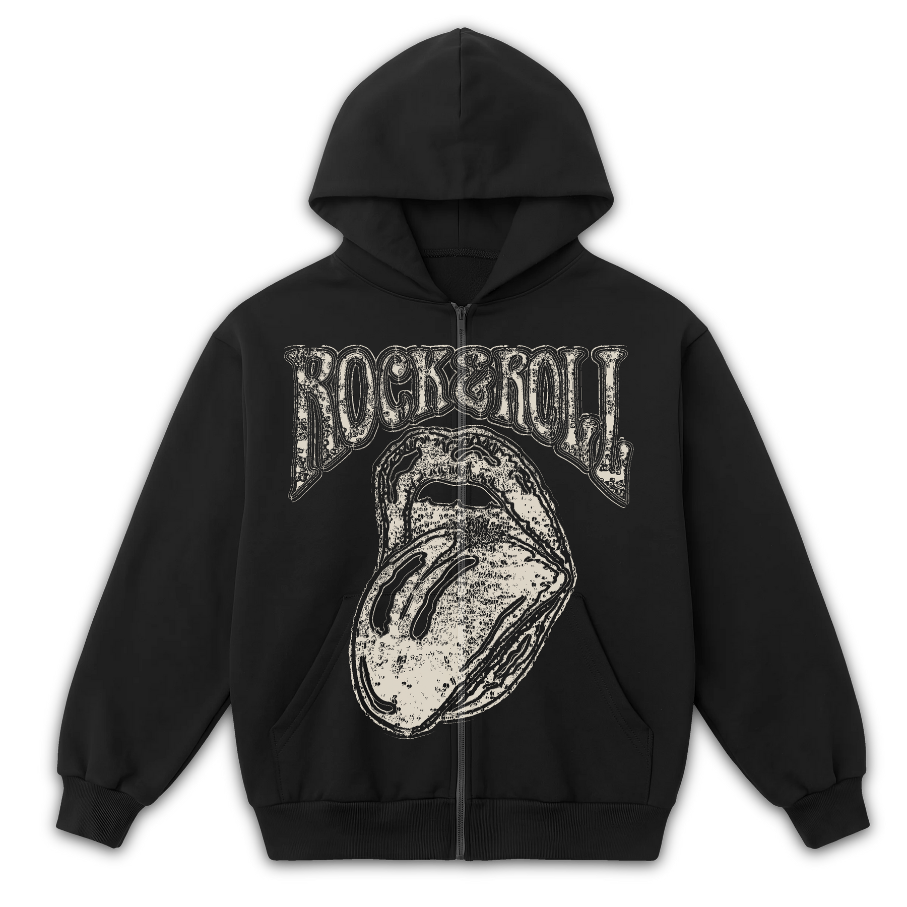 Rock & Roll Zip Up - Black - Front