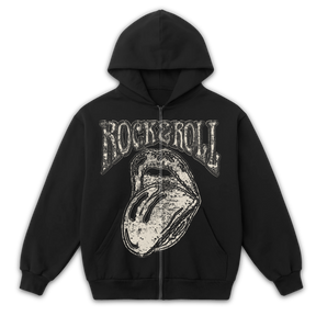 Rock & Roll Zip Up - Black - Front