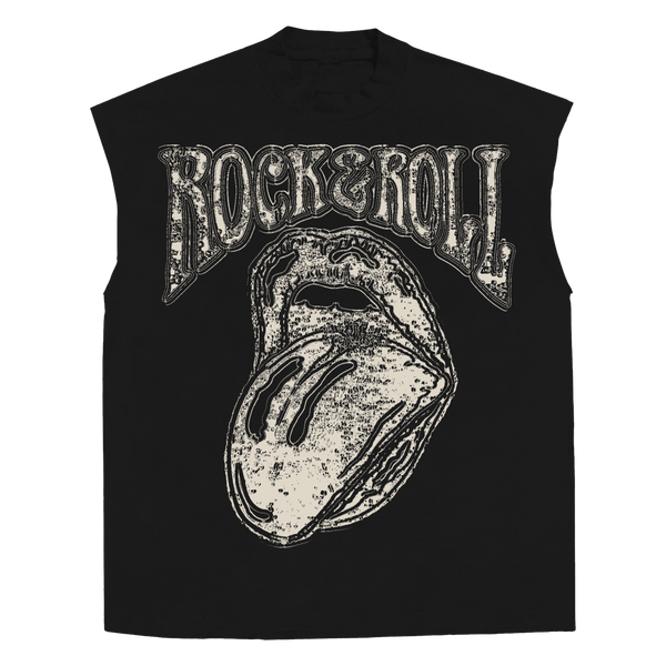 Rock & Roll Sleeveless Tee - Black - Front