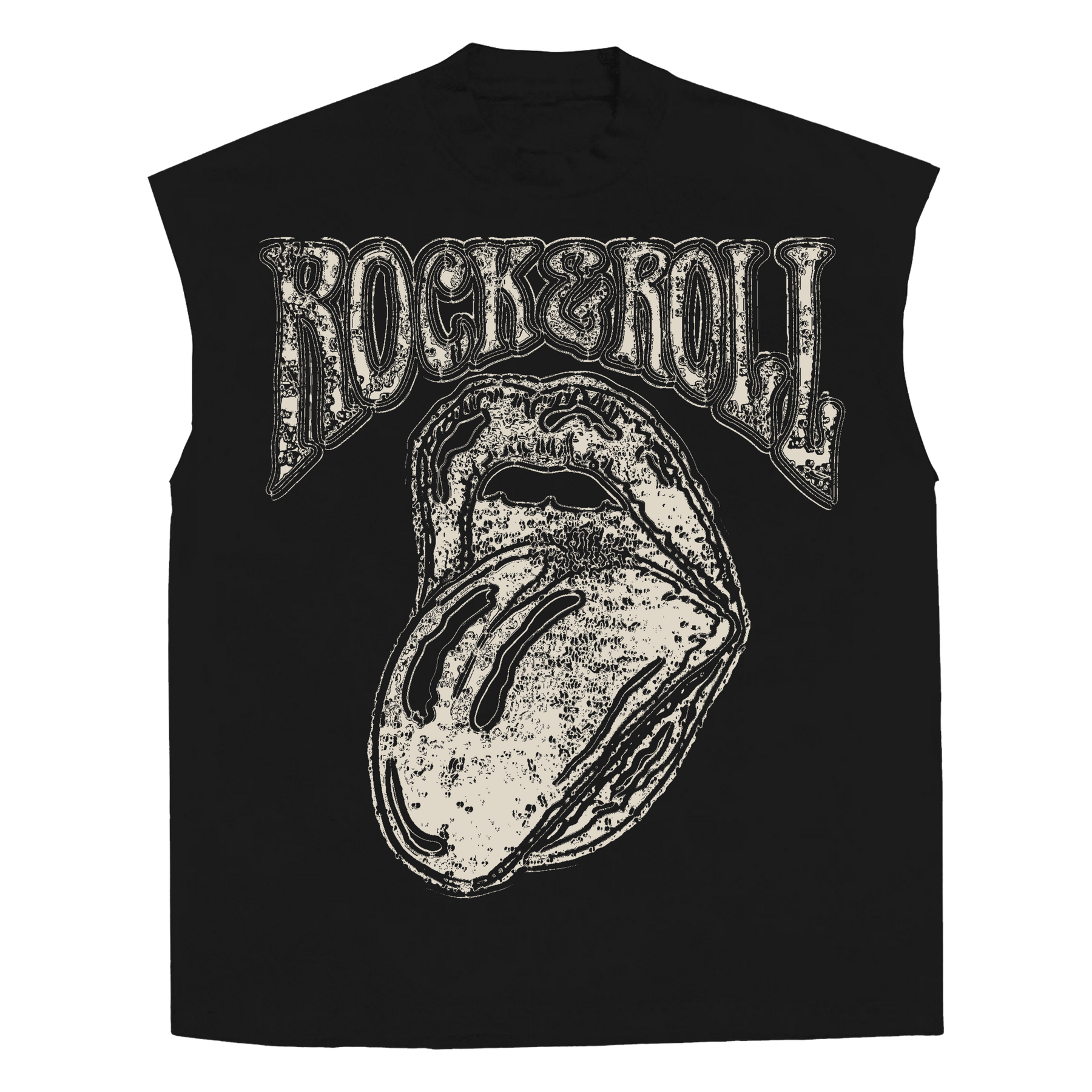 Rock & Roll Sleeveless Tee - Black - Front