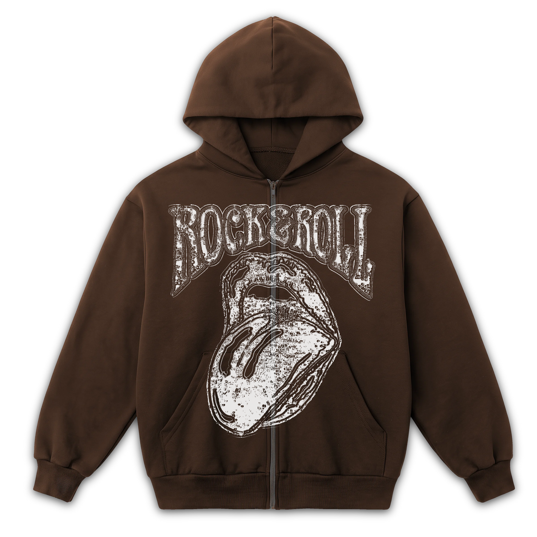 Rock & Roll Zip Up - Brown - Front