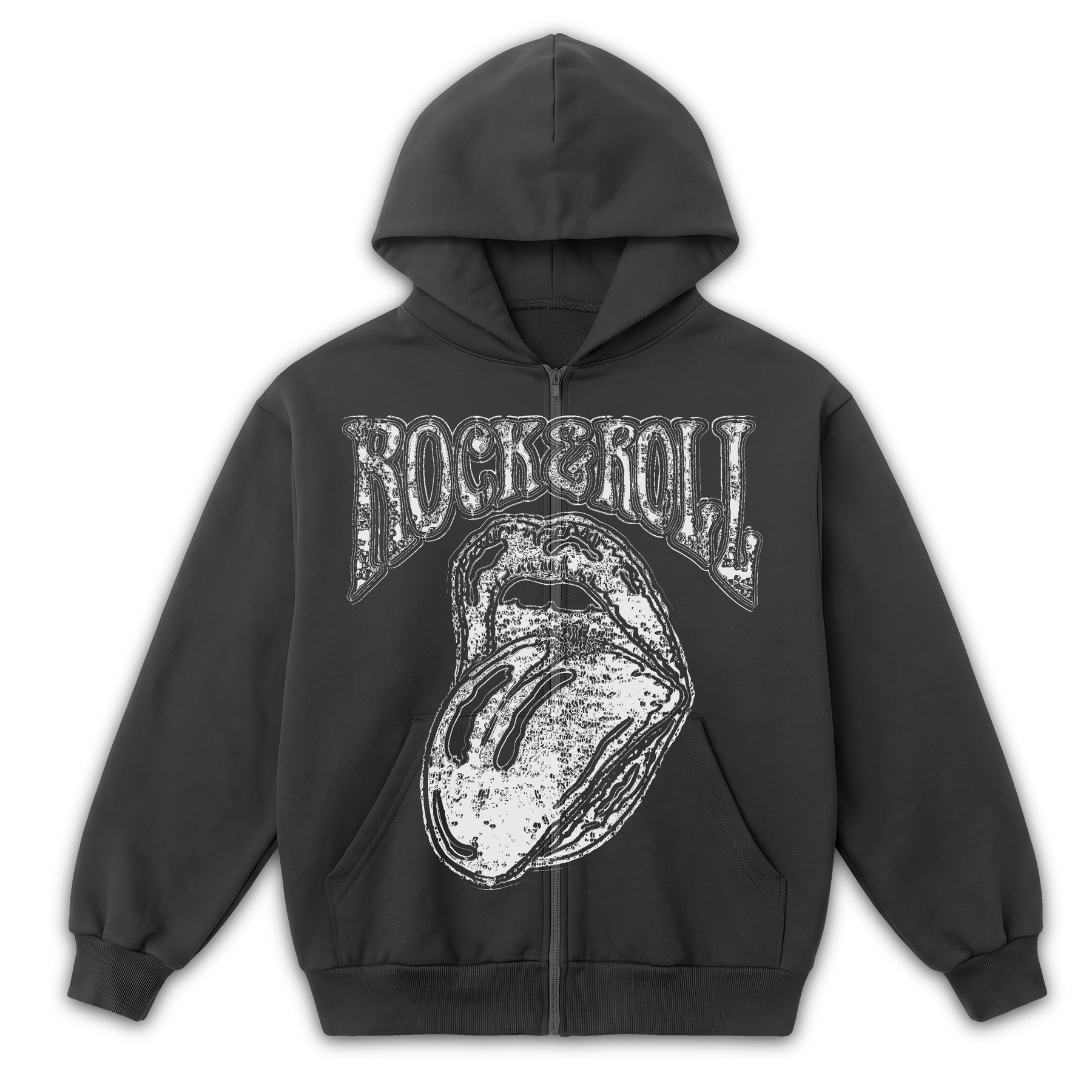 Rock & Roll Zip Up - Grey - Front