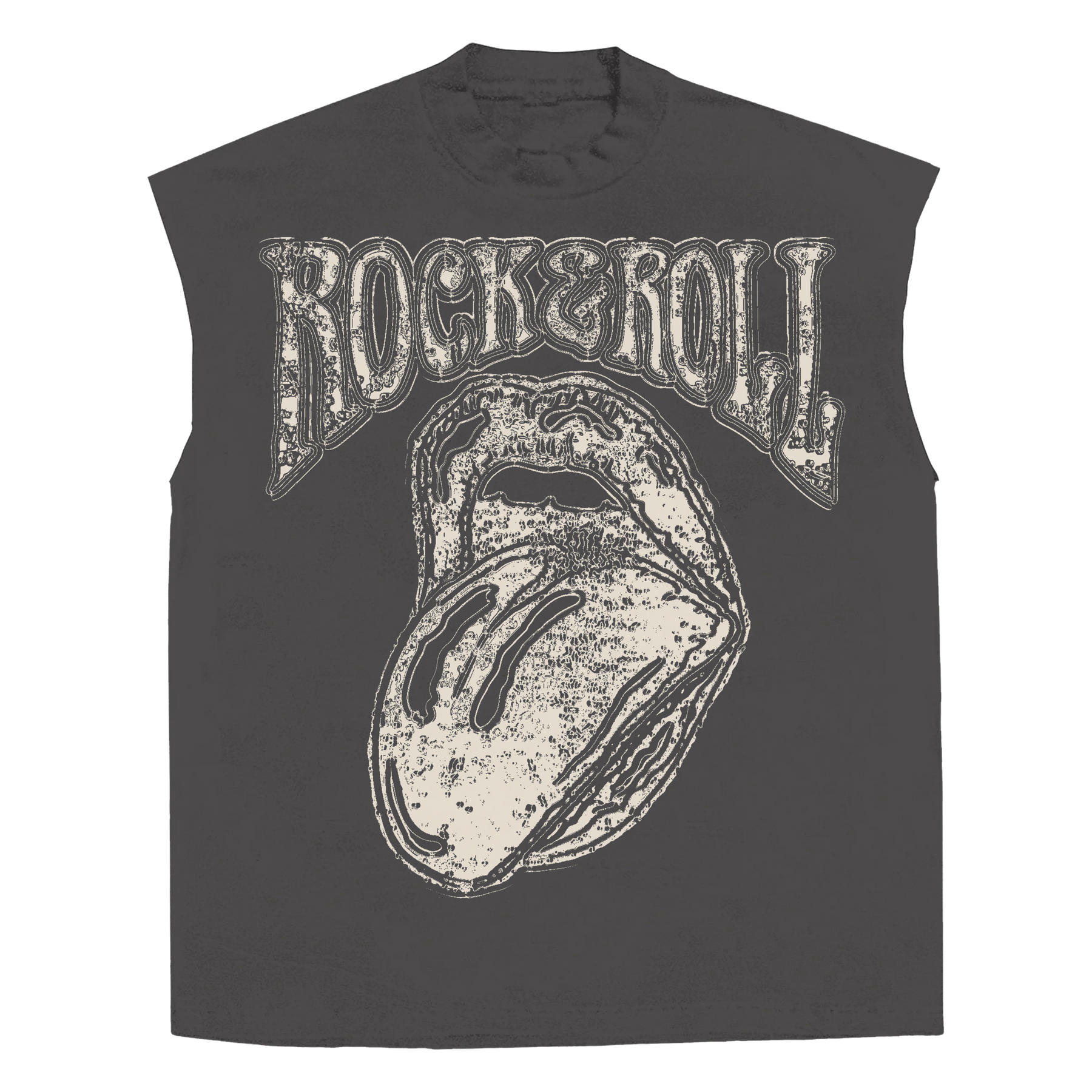 Rock & Roll Sleeveless Tee - Grey - Front