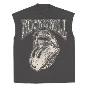 Rock & Roll Sleeveless Tee - Grey - Front