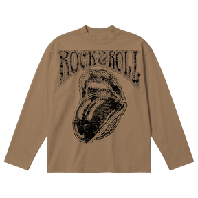 Rock & Roll Baggy L/S Tee - Latte - Front
