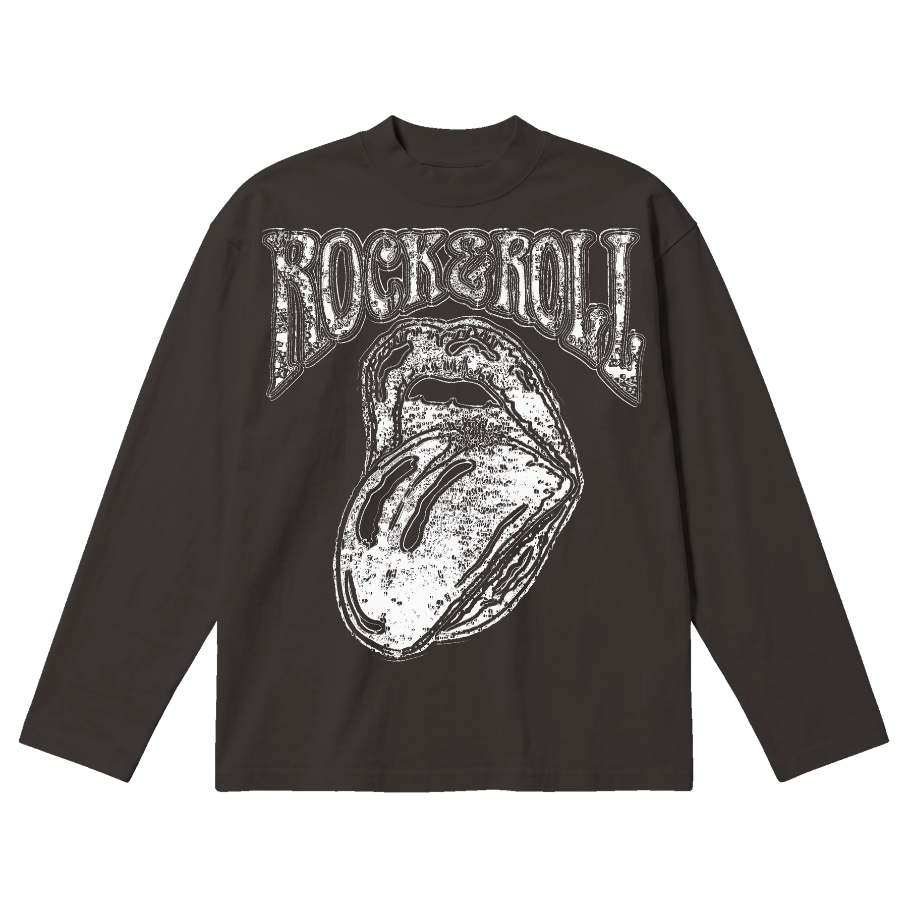 Rock & Roll Baggy L/S Tee - Off Black - Front