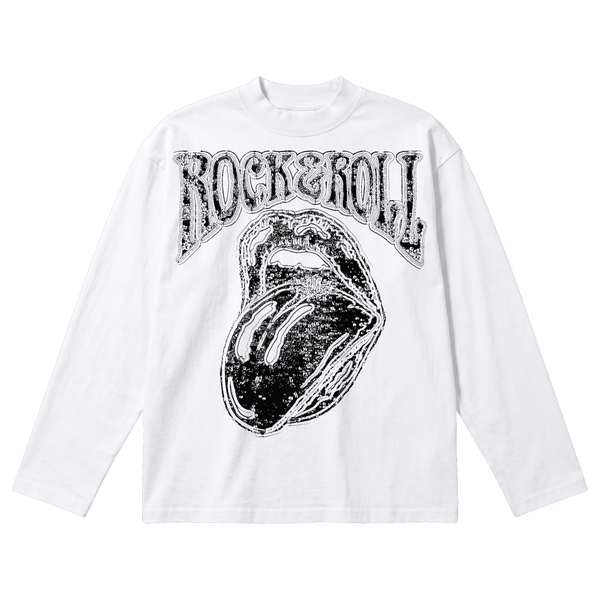 Rock & Roll Baggy L/S Tee - White - Front