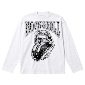 Rock & Roll Baggy L/S Tee - White - Front