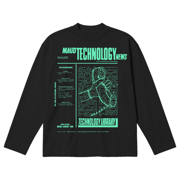Tech News Baggy L/S Tee - Black - Front