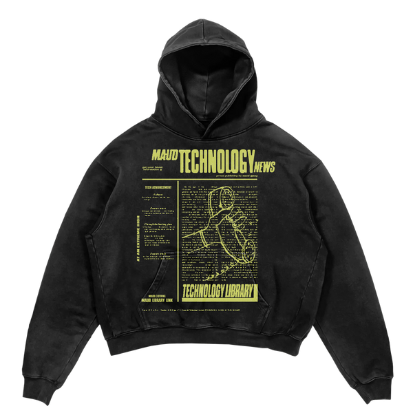 Tech News Hoodie - Black - Front