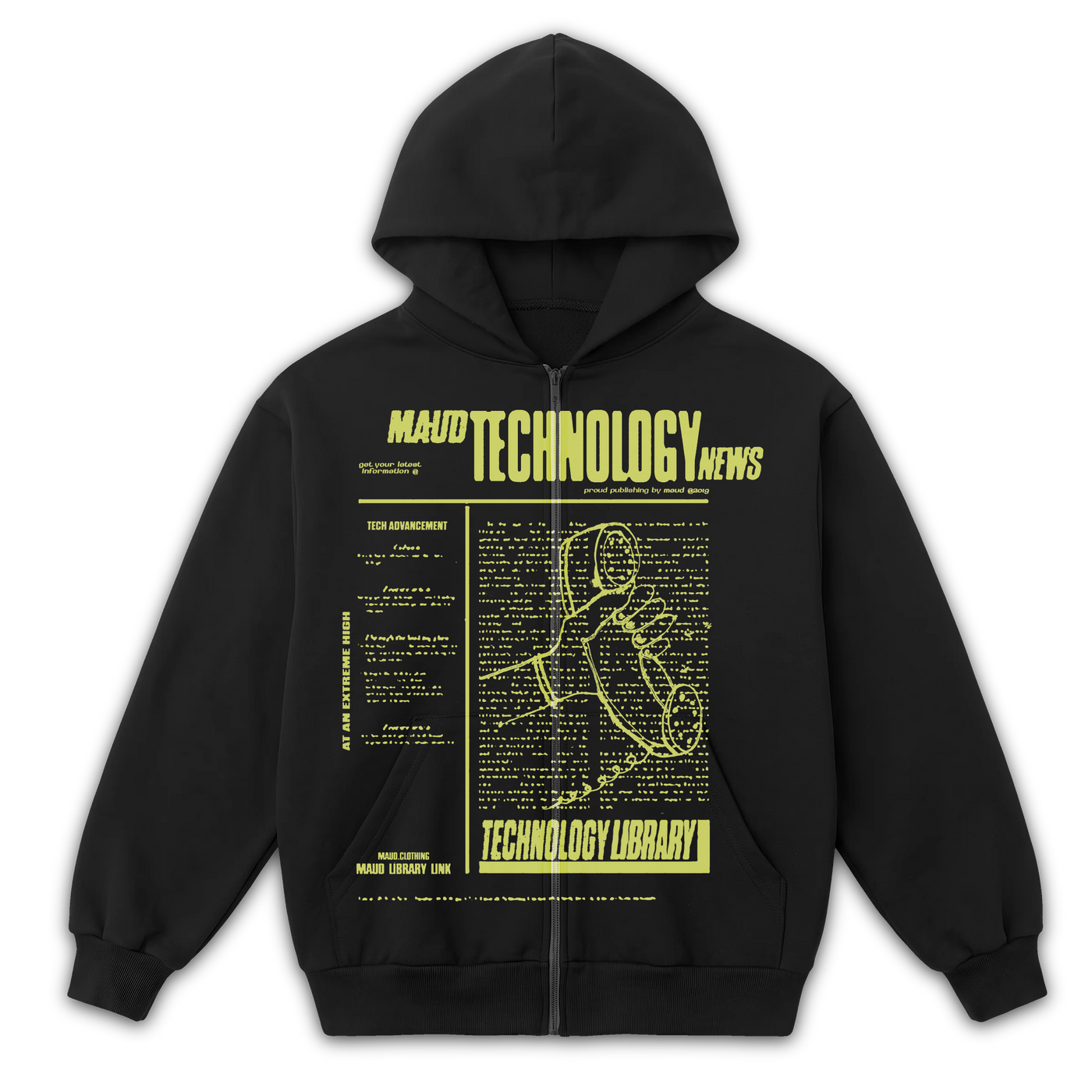 Tech News Zip Up - Black - Front