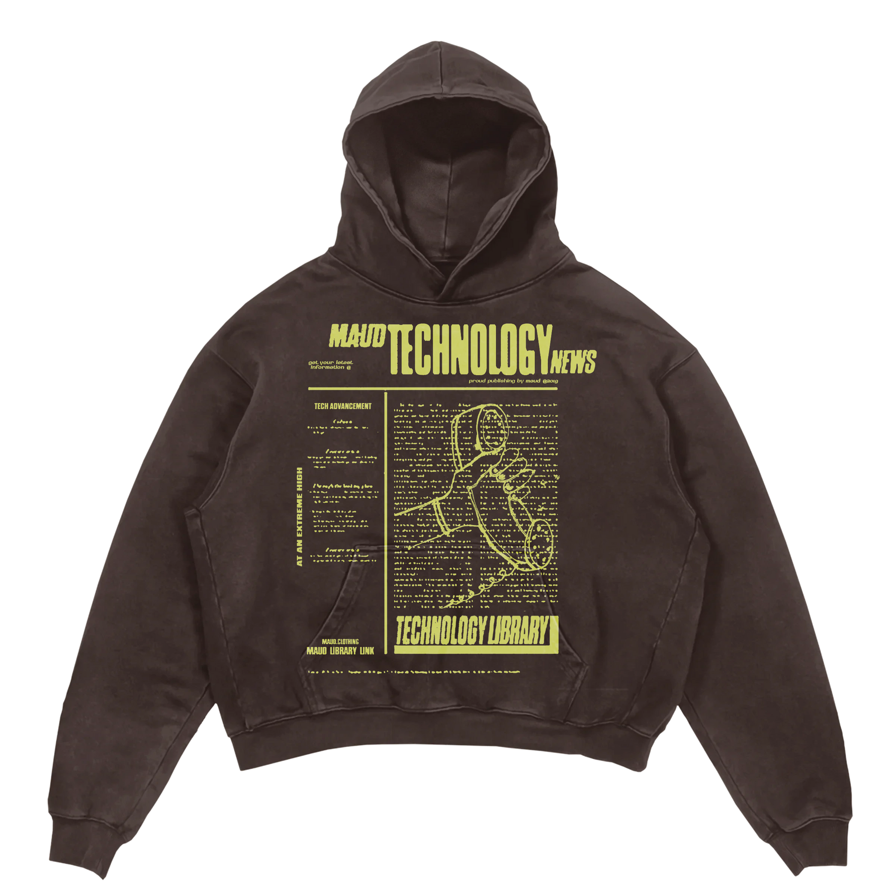 Tech News Hoodie - Brown - Front