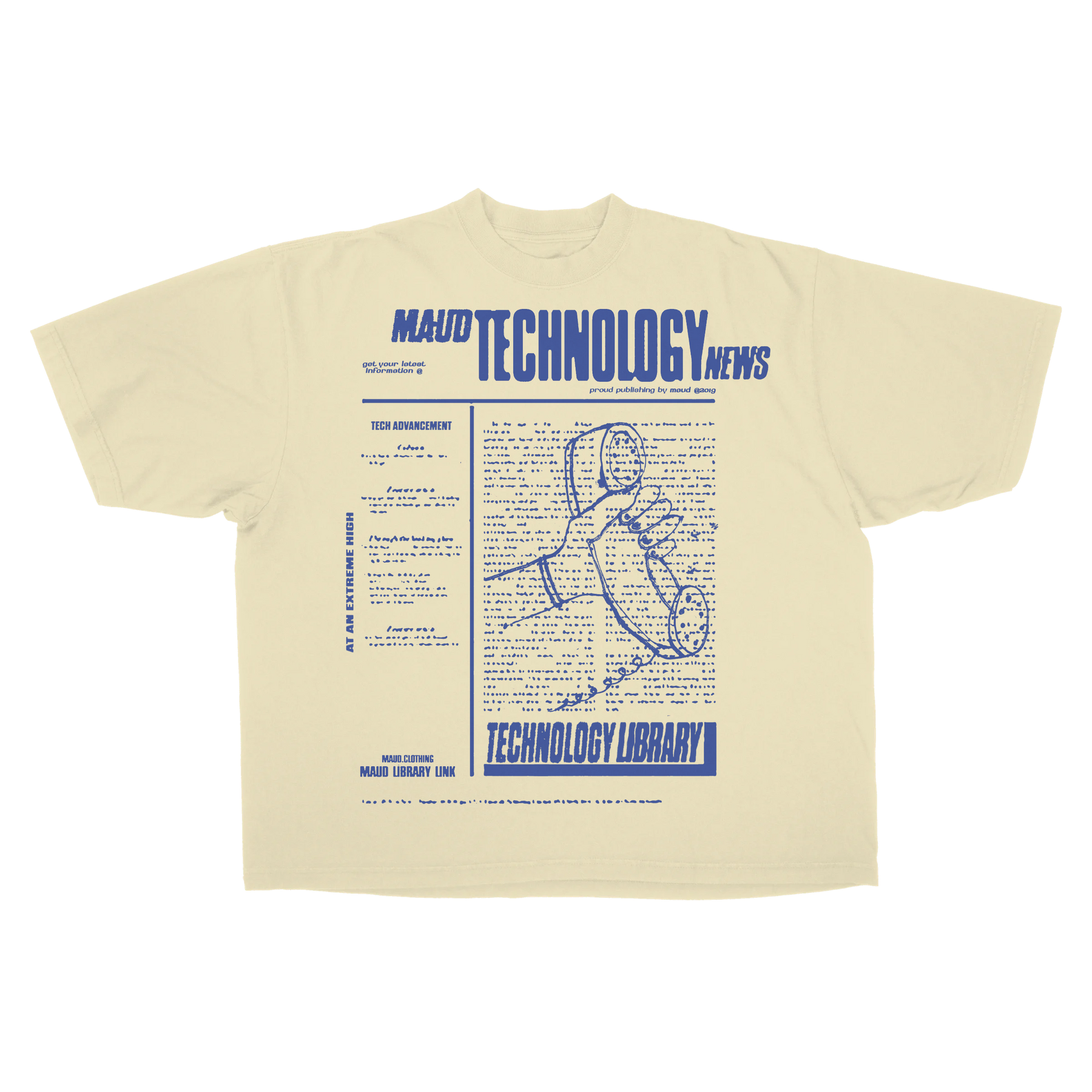Tech News Drop Tee - Cream - Front