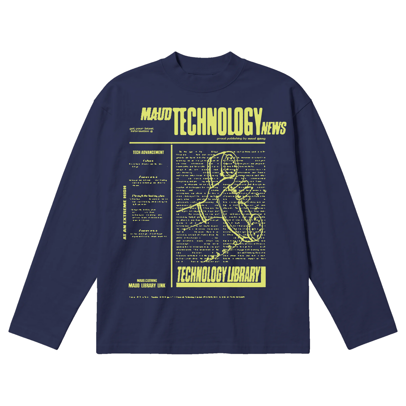Tech News Baggy L/S Tee - Blue - Front