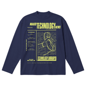 Tech News Baggy L/S Tee - Blue - Front