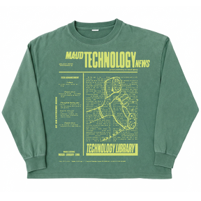Tech News L/S Tee - Green - Front