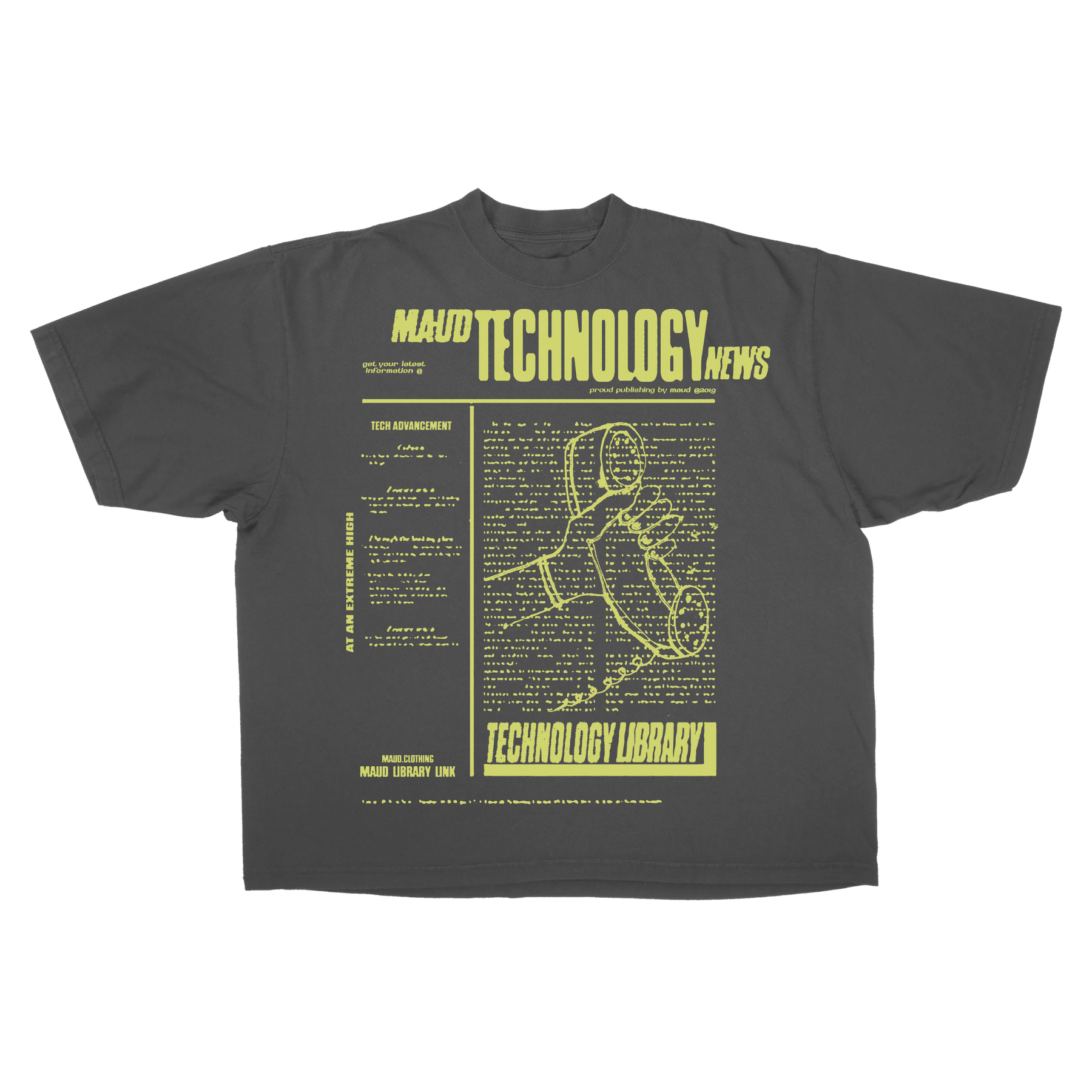 Tech News Drop Tee - Grey - Front