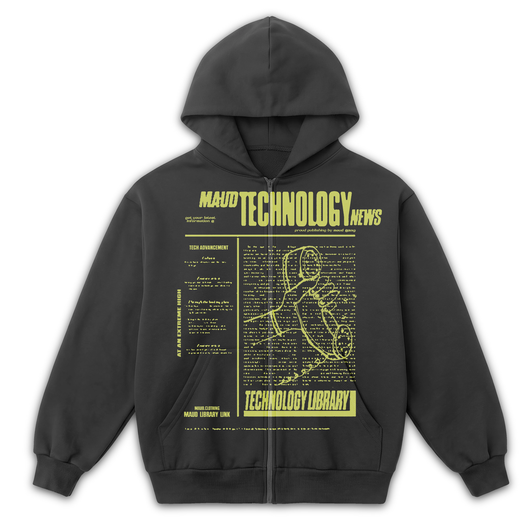 Tech News Zip Up - Grey - Front