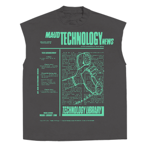 Tech News Sleeveless Tee - Grey - Front