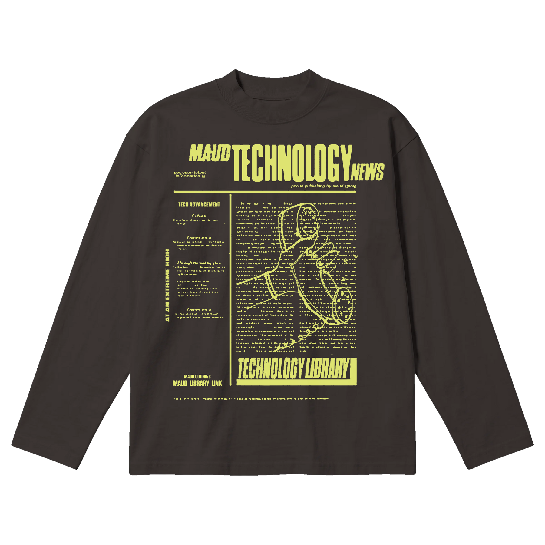 Tech News Baggy L/S Tee - Off Black - Front