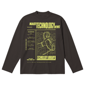 Tech News Baggy L/S Tee - Off Black - Front