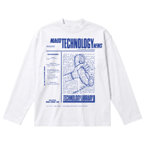 Tech News Baggy L/S Tee - White - Front