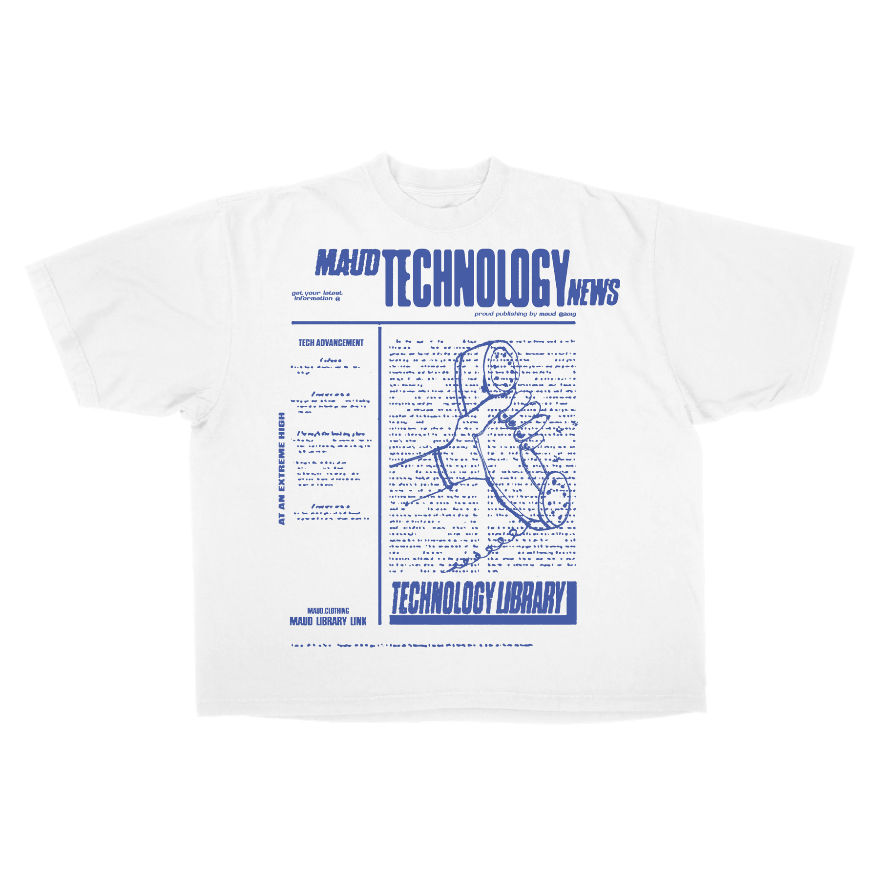 Tech News Drop Tee - White - Front