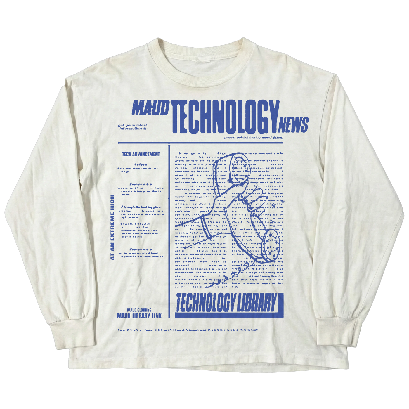 Tech News L/S Tee - White - Front