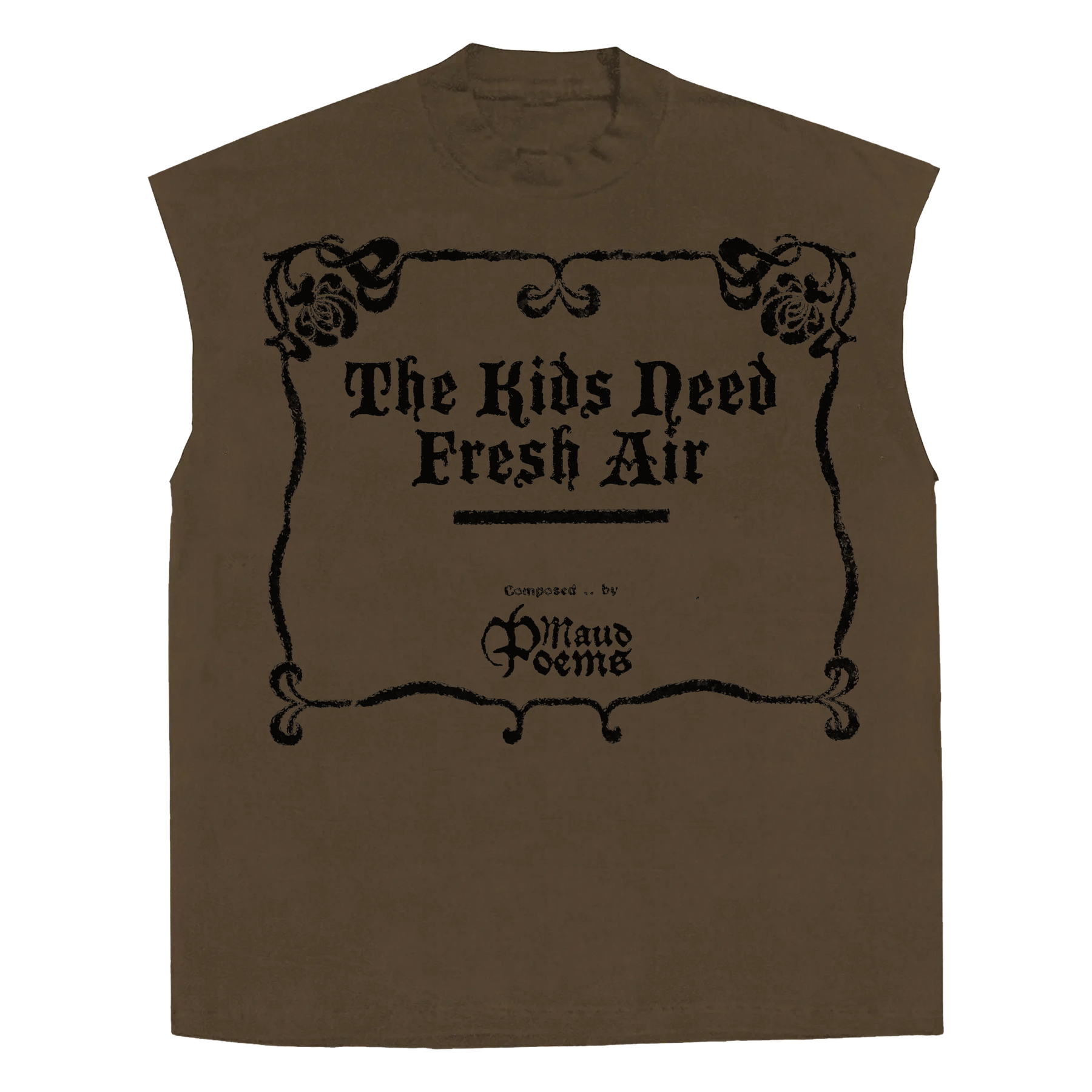 The End Sleeveless Tee - Brown - Front